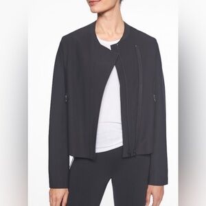 Athleta  
Stellar Moto Style Jacket
Women's Black UPF 50 Asymmetrical
Double Zip